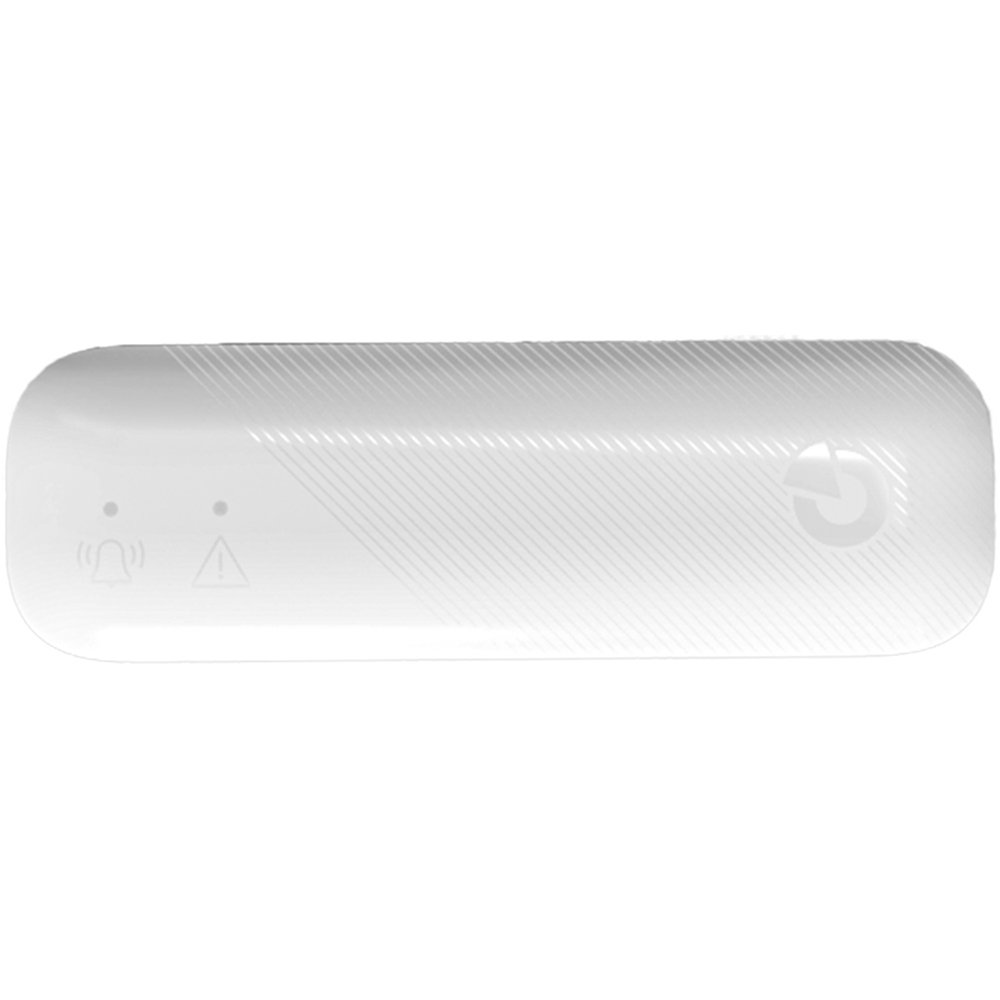 Funk-Wassermelder 868,1 MHz, IP65, weißes Gehäuse, schräge Frontansicht, status LED