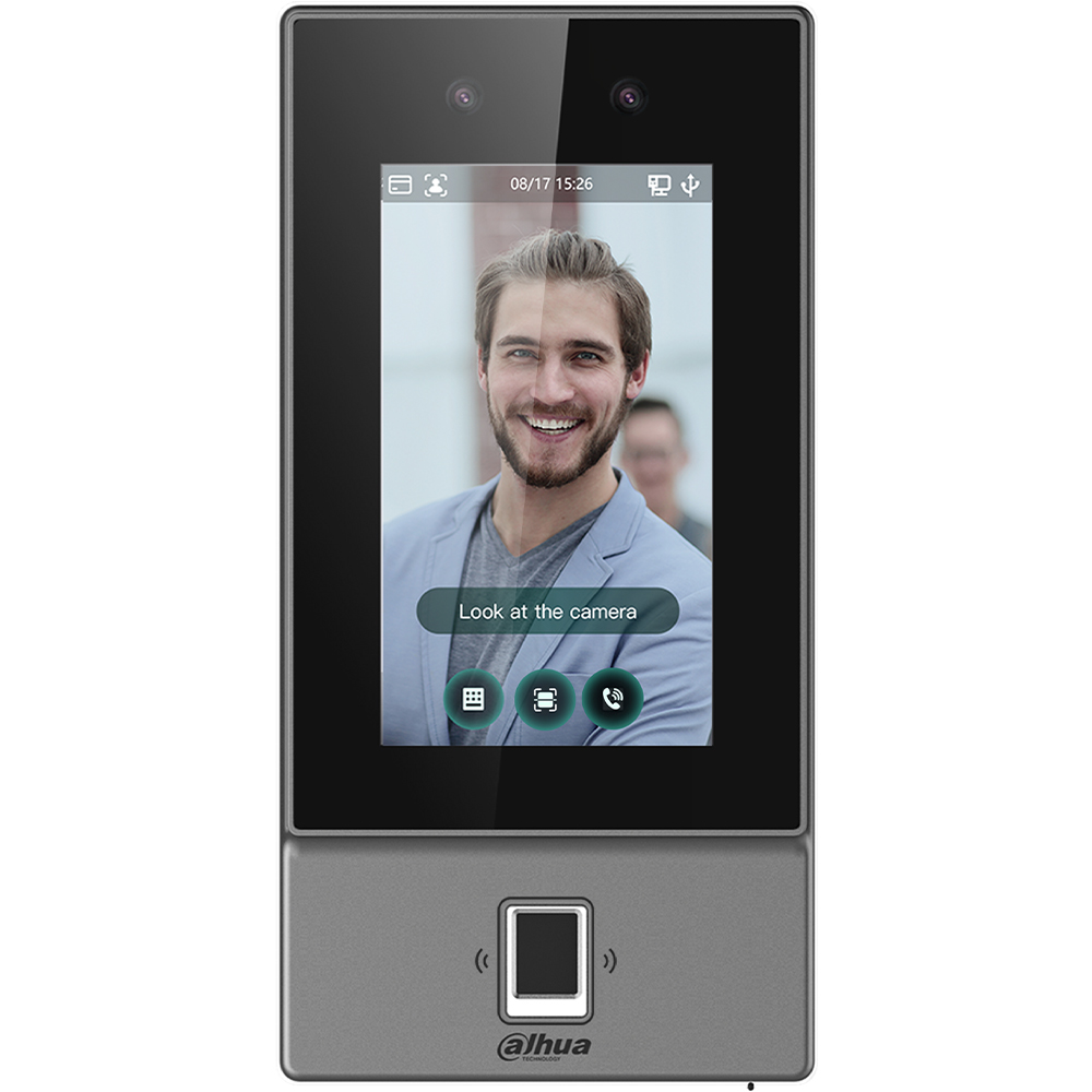 Standalone Zutrittsmodul mit Fingerabdruck-Scanner, Gesichtserkennung und Kartenleser, 4,3" LCD,