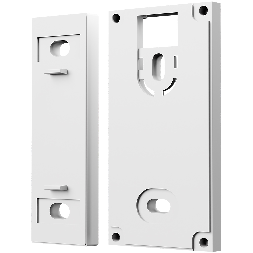 JA-151M Jablotron Funk-Mini-Magnetkontakt, weiß, Rückseite mit Montageöffnungen und Sabotagekontakt