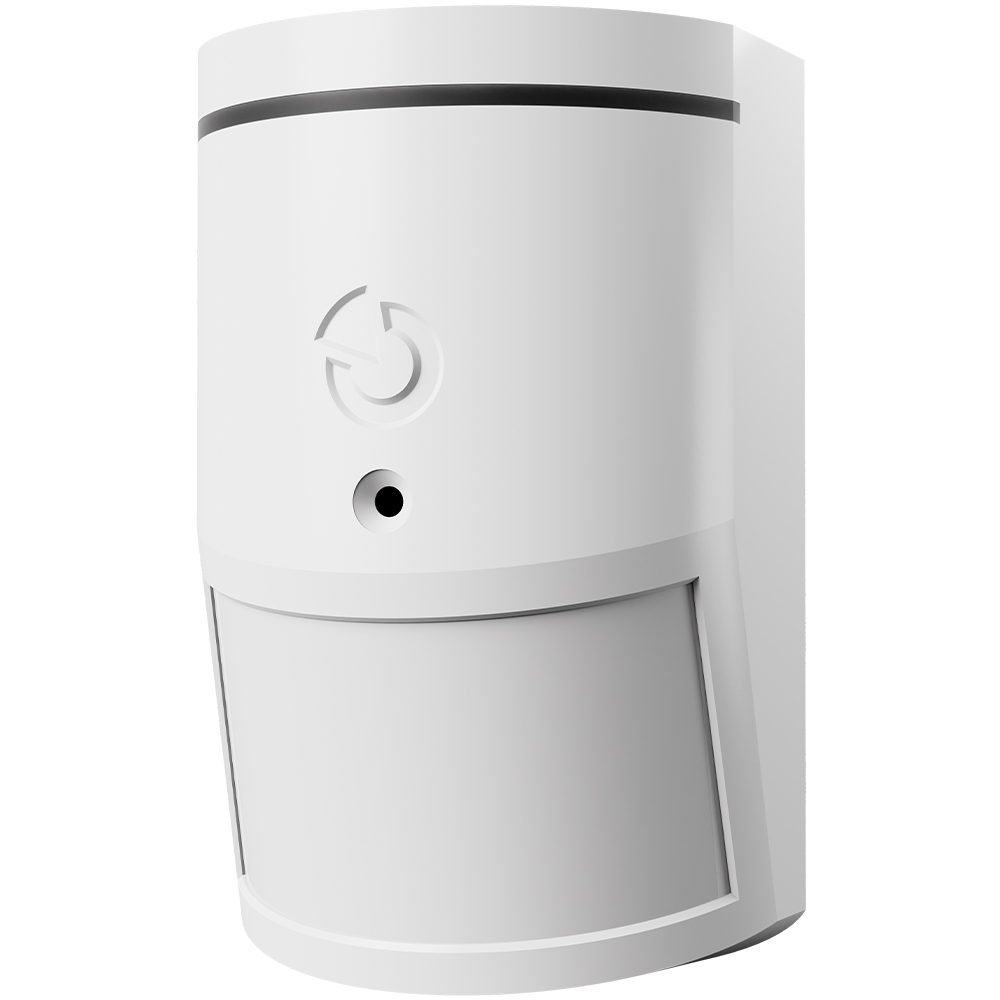 Jablotron BUS-PIR-Bewegungsmelder mit Glasbruchmelder, weiß, schräge frontansicht