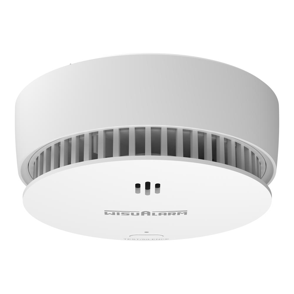 Dahua drahtloser, vernetzbarer Rauchmelder, Decken-ansicht, weißes rundes Gehäuse, 10-Jahres-Batterie, Test/Silence-Taste