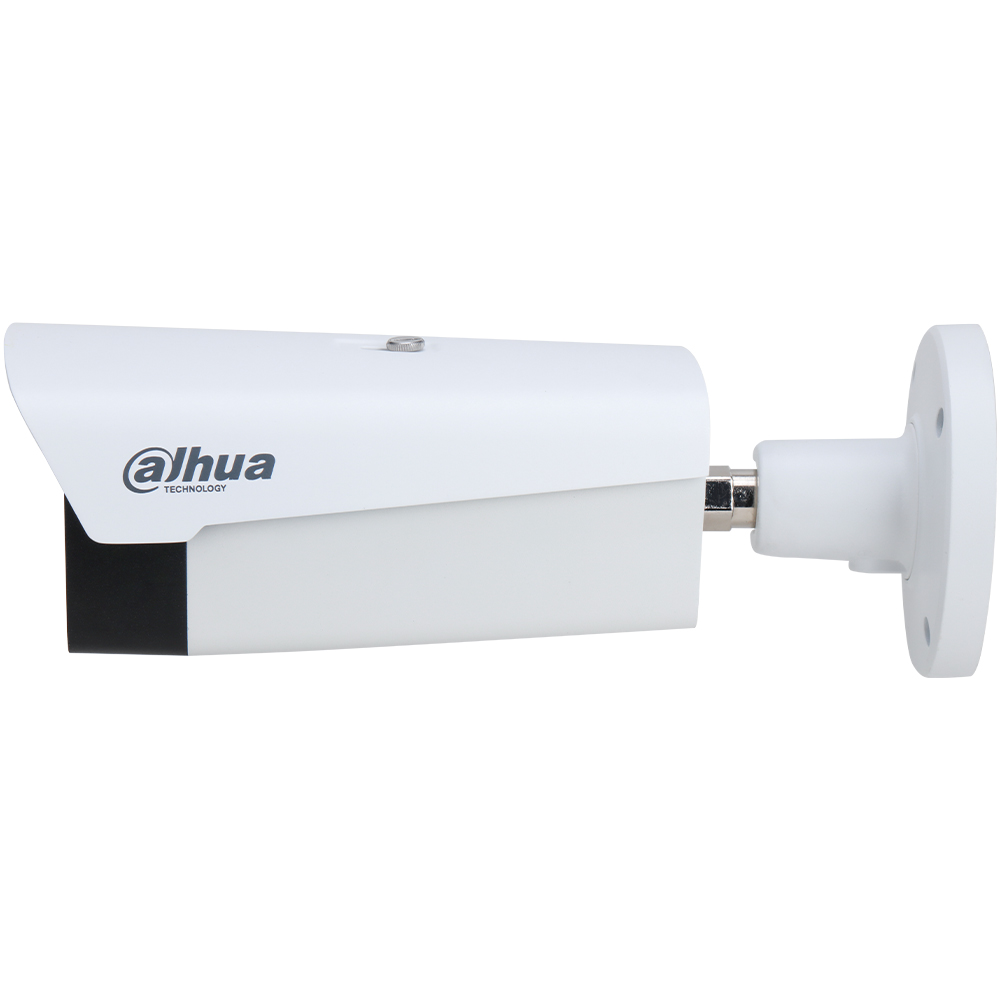 Thermal-Hybrid-Bullet-Kamera, Seitenansicht, in weß mit Wandhalterung