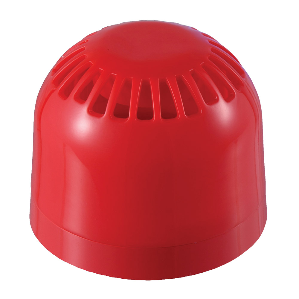 Mehrtonsirene rot mit 32 Tonarten, 12/24 V DC, VdS-zertifiziert, Frontansicht