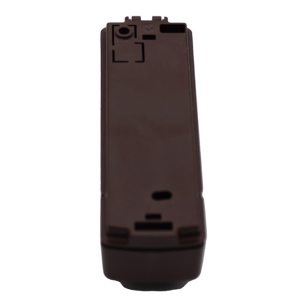 Rückansicht des braunen Aritech Leergehäuses für Kontaktsender mit Montageöffnungen