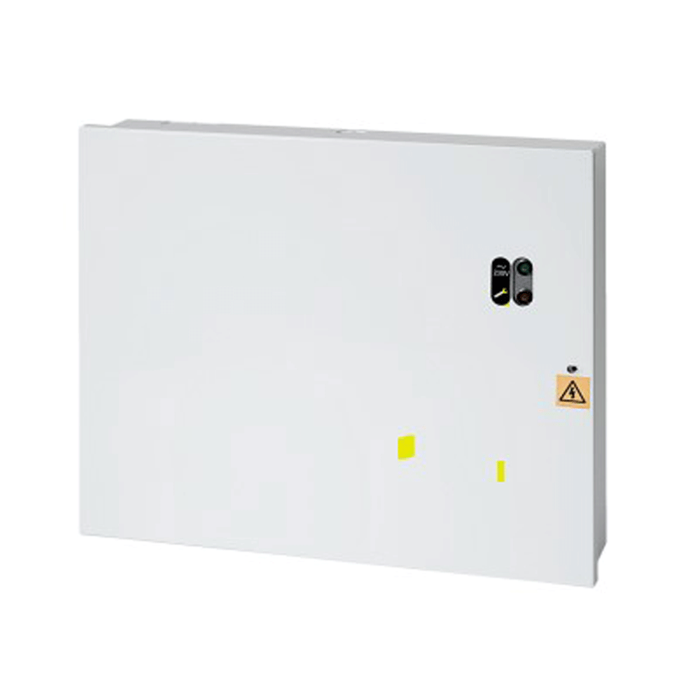 Frontansicht eines weißen Netzteils 24 V / 3 A im Metallgehäuse mit Statusanzeigen