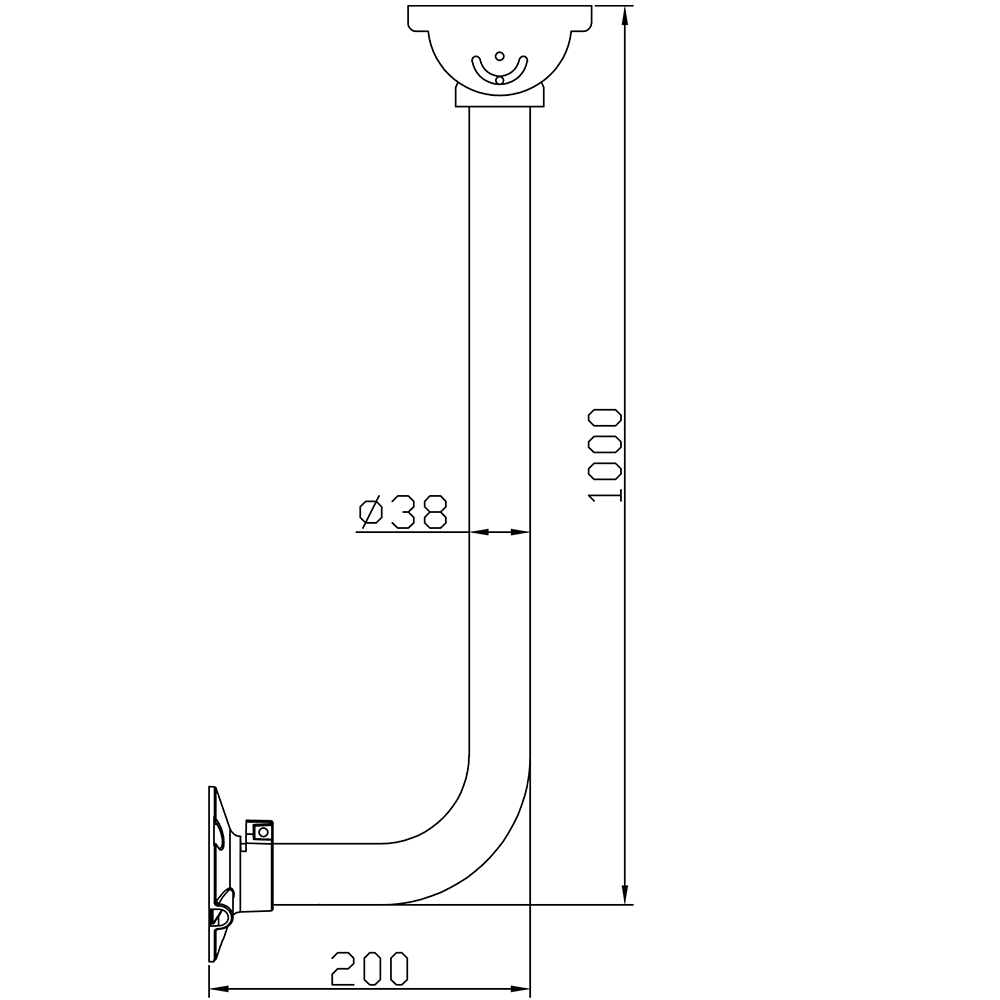 Hängeadapter gewinkelt, Ø38mm, 200x1000mm, weiß-2