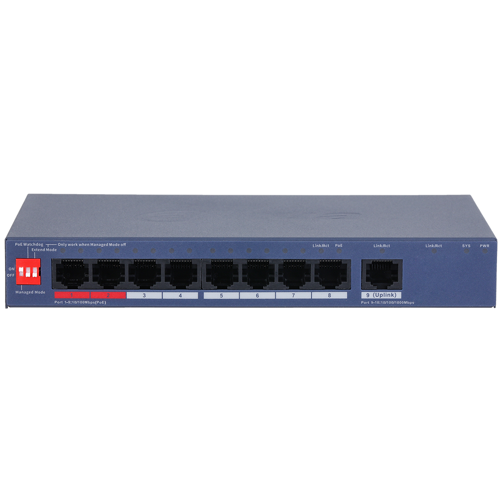 PoE-Switch, Ethernet-Switch, 8-Port, RJ-45, Verwalteter Modus