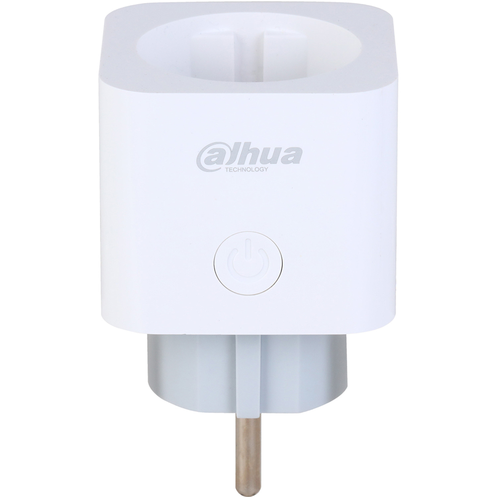 Dahua Funk-Steckdose, Frontansicht, weißes Gehäuse, 868–868,6 MHz, integrierter Relaisausgang, kompakte Bauform