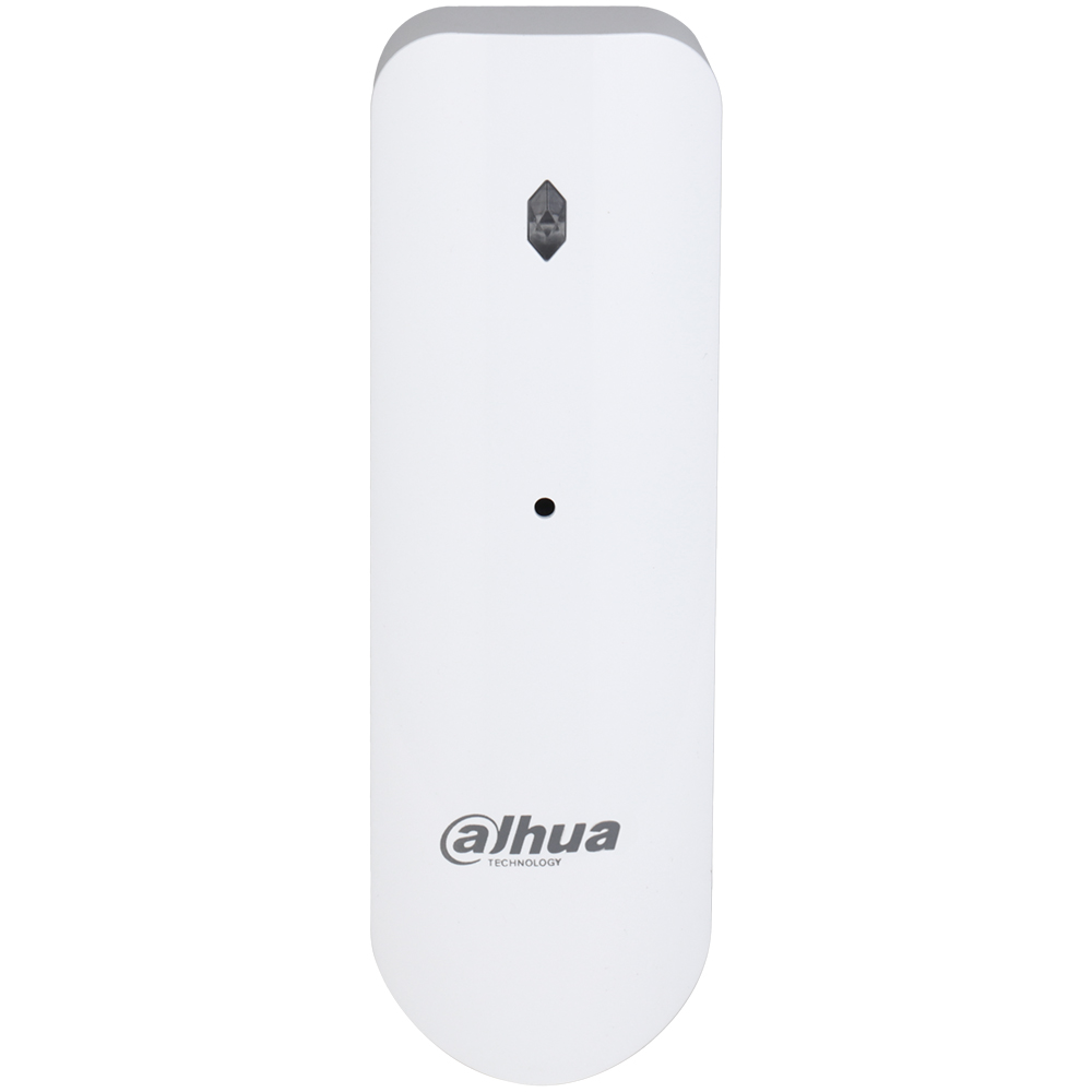 Front eines Dahua Funk-Glasbruchmelder, 9 m Reichweite, 868 MHz, weiß, mit Status-LED zur zuverlässigen Glasbrucherkennung