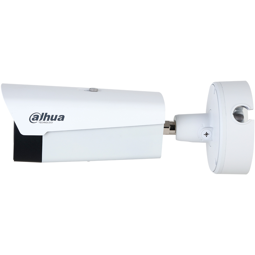 Thermal-Hybrid-Bullet-Kamera, Seitenansicht, in weß mit Wandhalterung