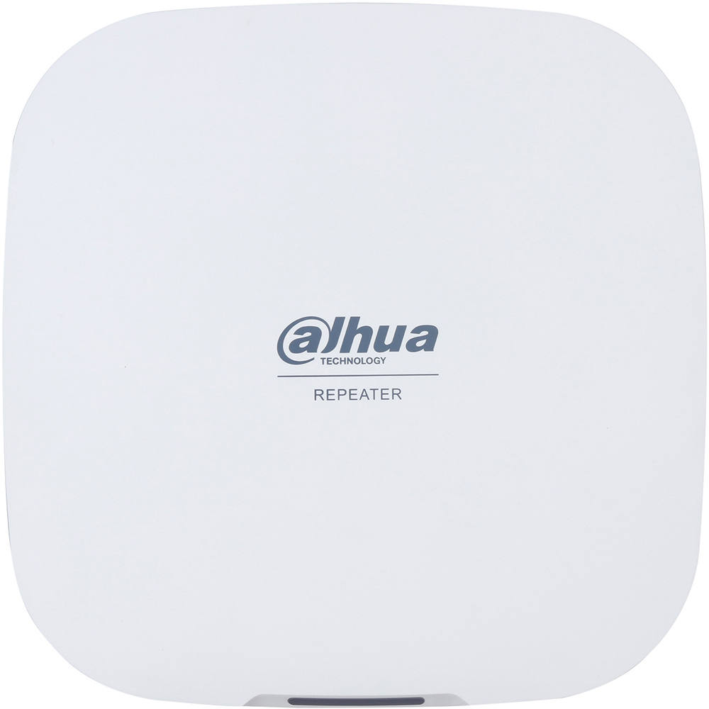 Dahua Funk-Repeater, frontal Ansicht im weißen Gehäuse zur Reichweitenverlängerung von Funk-Alarmkomponenten