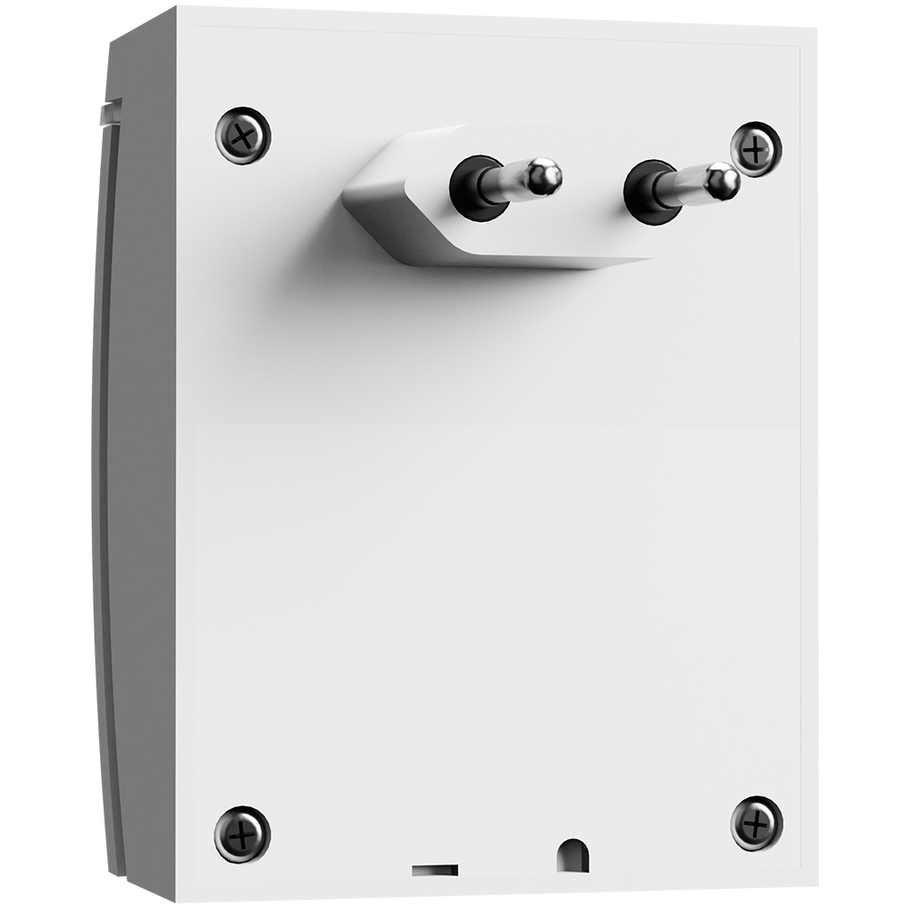 Jablotron Innensirene für Steckdose, Rückseite mit Steckkontakten, weiß, LED