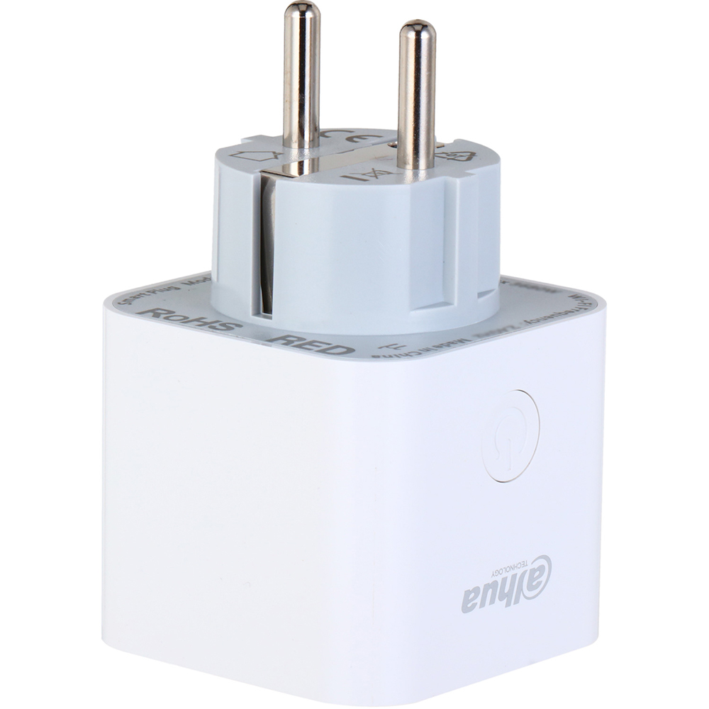 Dahua Funk-Steckdose, Top-ansicht, weißes Gehäuse, 868–868,6 MHz, integrierter Relaisausgang, kompakte Bauform