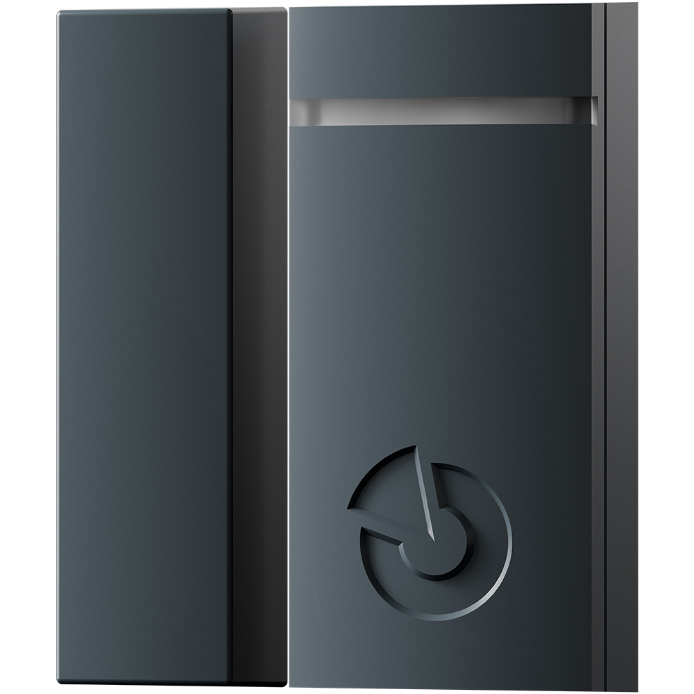 Funk-Magnetkontakt 868,1 MHz, Grad 2, anthrazit, Sensor und Magnet, schräge Frontansicht