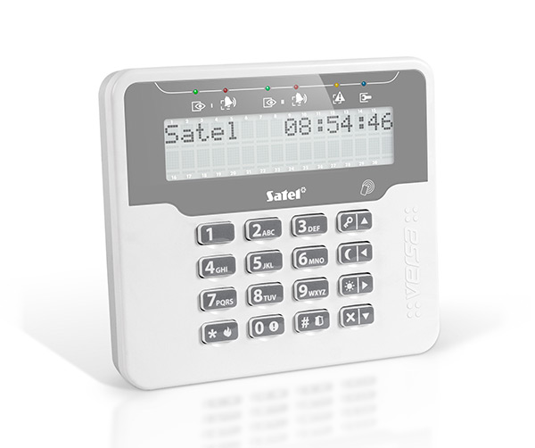 Satel Versa LCD-Bedienteil, mit Leser, weiß-grau, VERSA-LCDR-WH