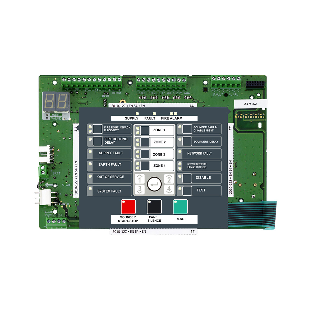 CPU-Platine mit integriertem Bedienfeld (Keyboard/UI) für 1X-F4, grüne Leiterplatte mit Tastenfeld, LEDs und Anschlussklemmen