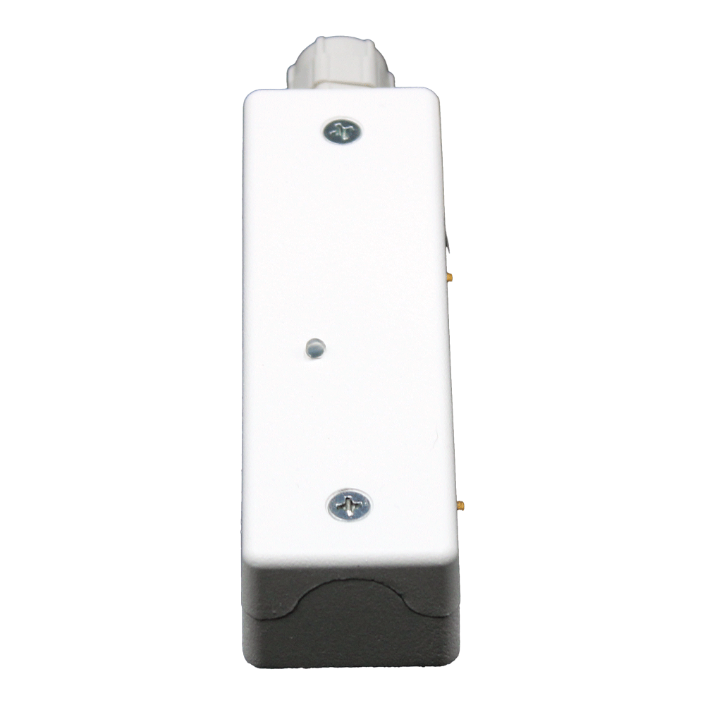 Wassermelder C-2450-NM in schlankem Gehäuse, Seitenansicht mit Befestigungsschrauben zur frühzeitigen Leckageerkennung wegschauend