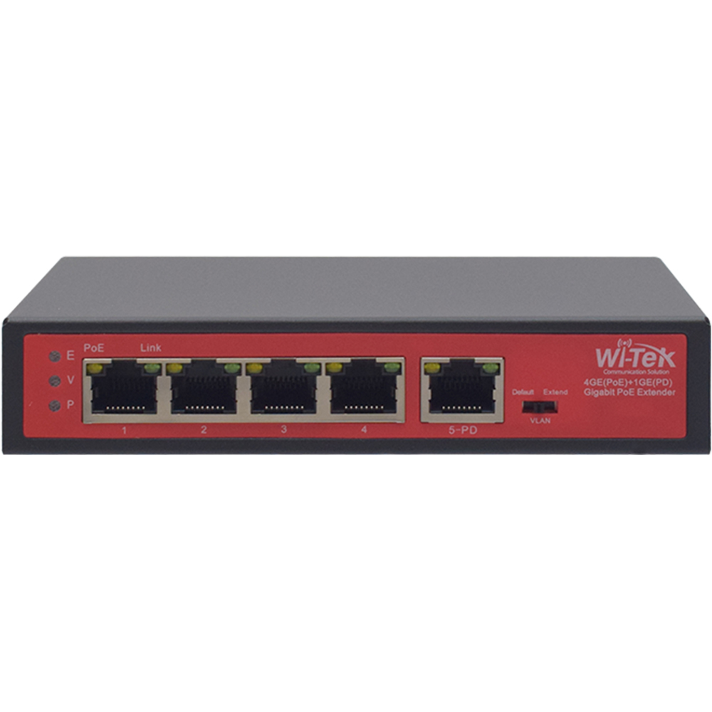 Witek PoE-Extender, 4 PoE out, 1 PoE in, 250 m, Desktop, Wand-3