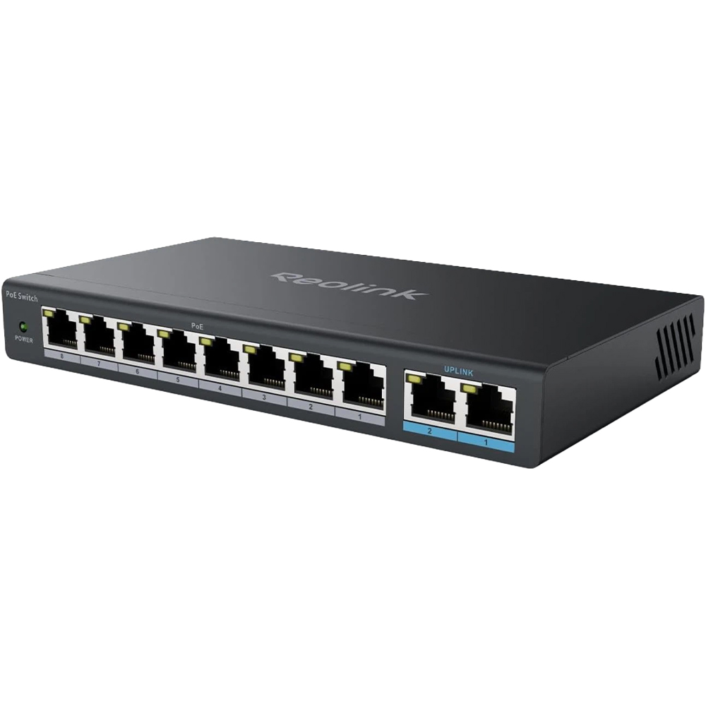 PoE-Switch, 10 Ports, 8 Ports PoE, unmanaged