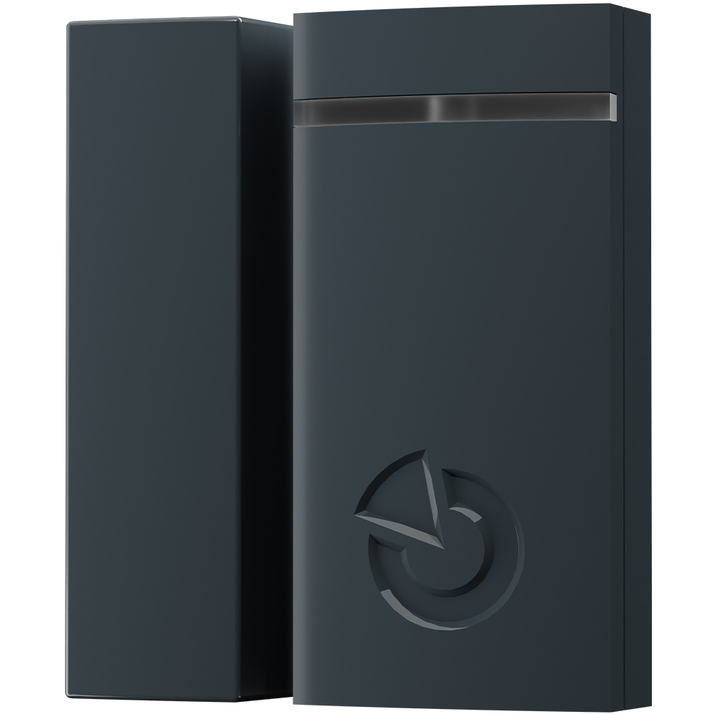 Jablotron BUS-Magnetkontakt klein, anthrazit, Frontansicht mit Sensorgehäuse und Magnet