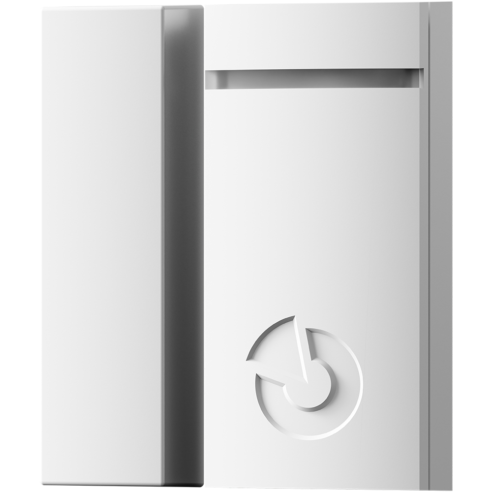 Funk-Magnetkontakt 868,1 MHz, Grad 2, weiß, Sensor und Magnet, schräge Frontansicht