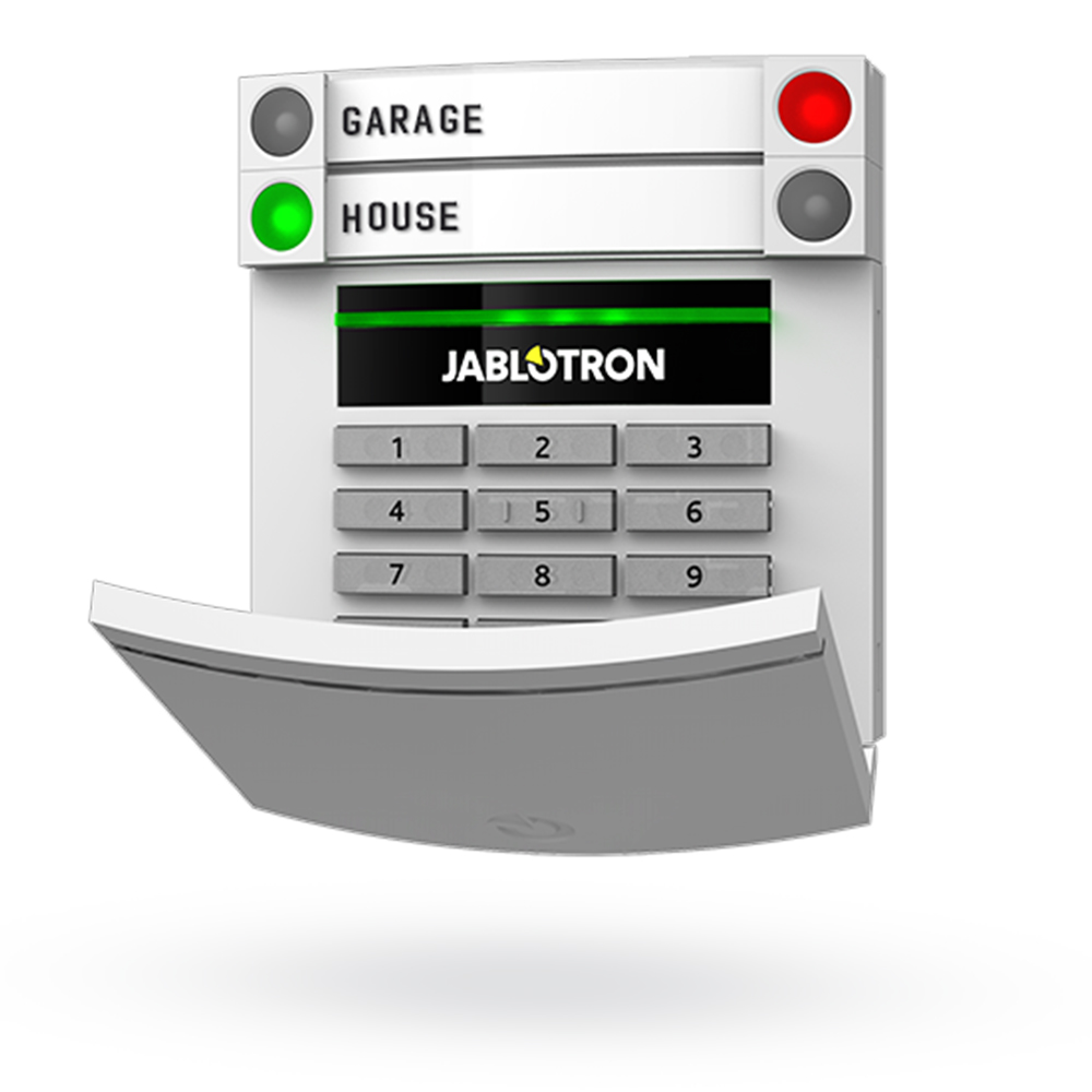 BUS-Bedienteil mit Codetastatur und Kartenleser, weiß, Frontansicht, Rote und Grüne LED