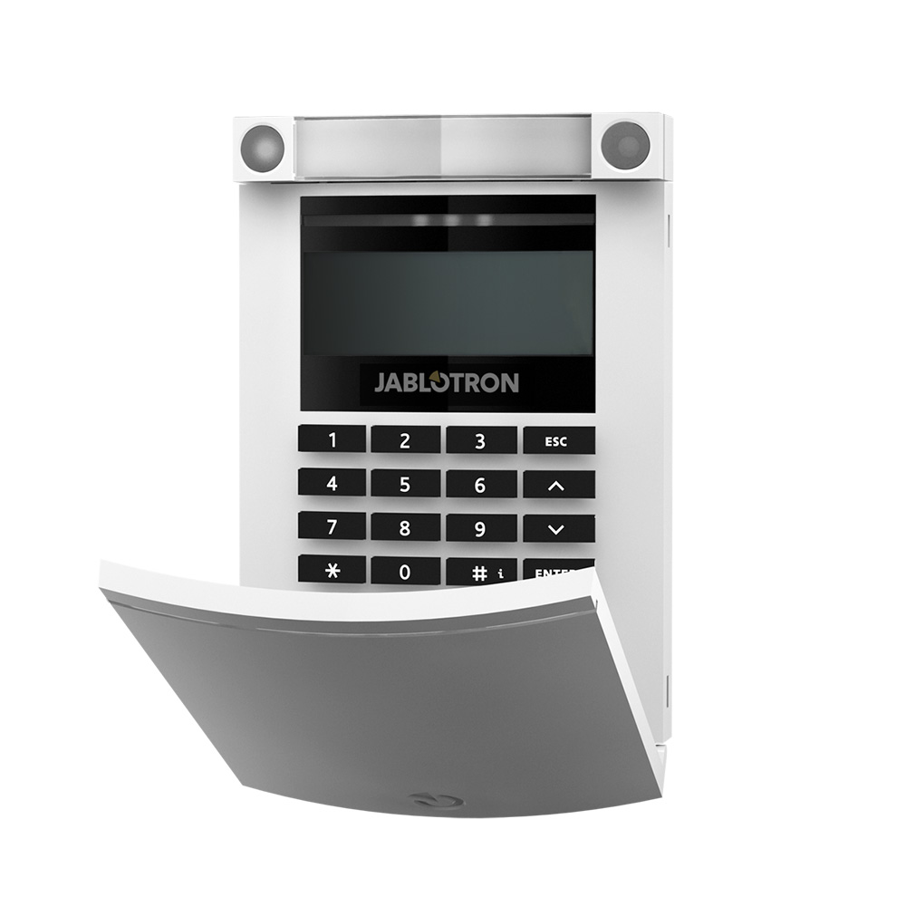 Funk-Bedienteil mit LCD-Display, Codetastatur und Leser, weiß, geöffnet