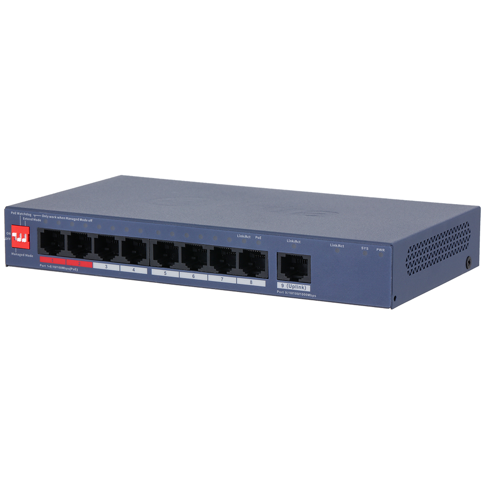 switch, Netzwerk, blau, PoE-Switch, 8-Port
