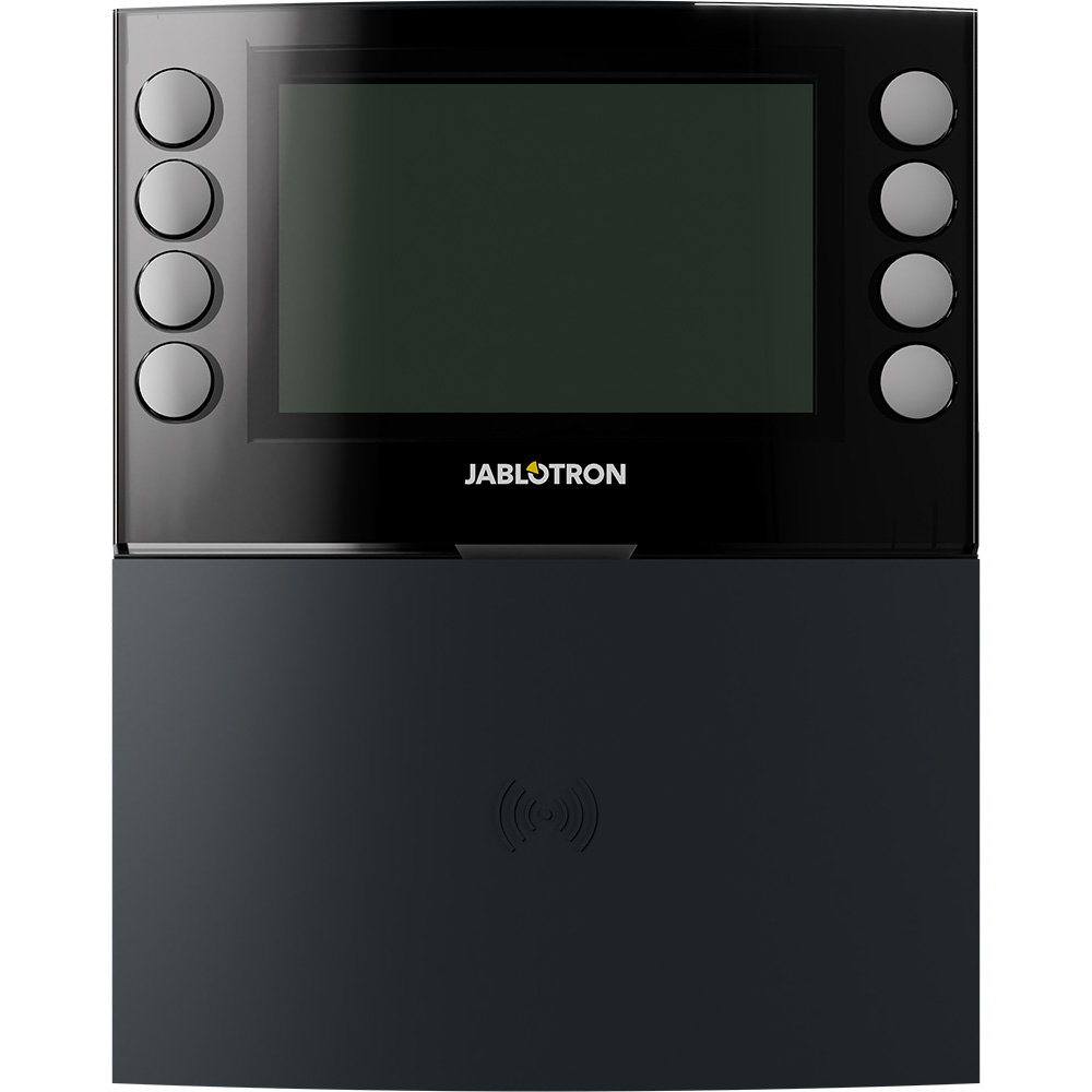 Jablotron BUS-Bedienteil mit Bildschirm, Tastatur und Funktionstasten, anthrazit, geschlossen