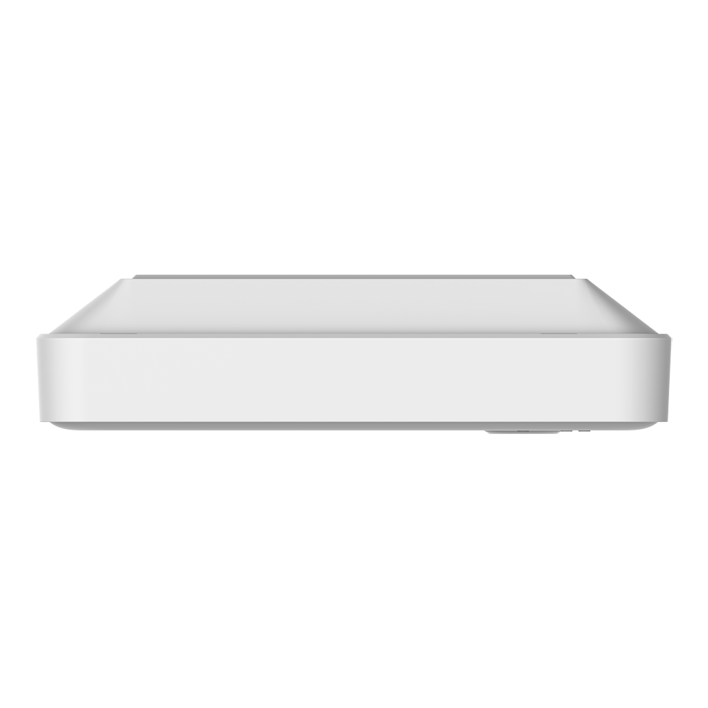 Kohlenmonoxidmelder mit Display, weiß, 10-Jahresbatterie, Frontansicht mit LCD, Test/Silence-Taste und Status-LEDs (Alarm/Fault/Power)