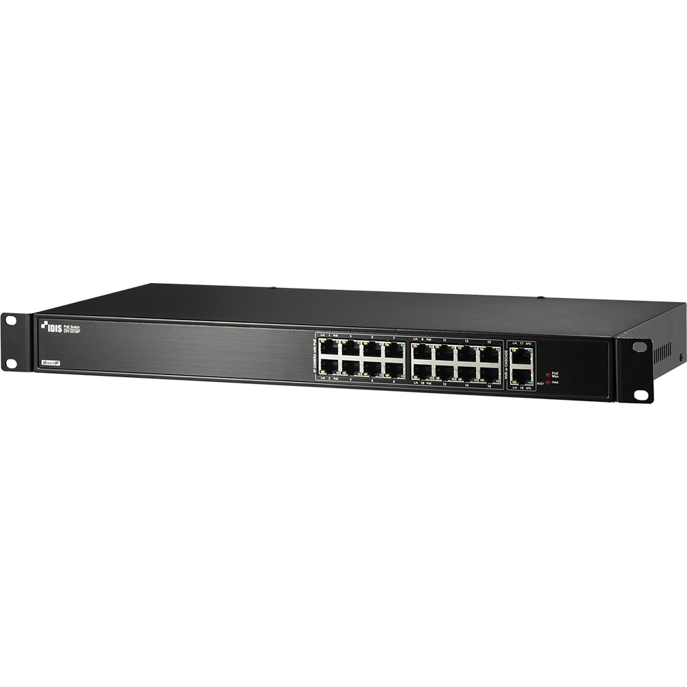 IDIS PoE-Switch, 18 Ports, 16 Ports PoE-1